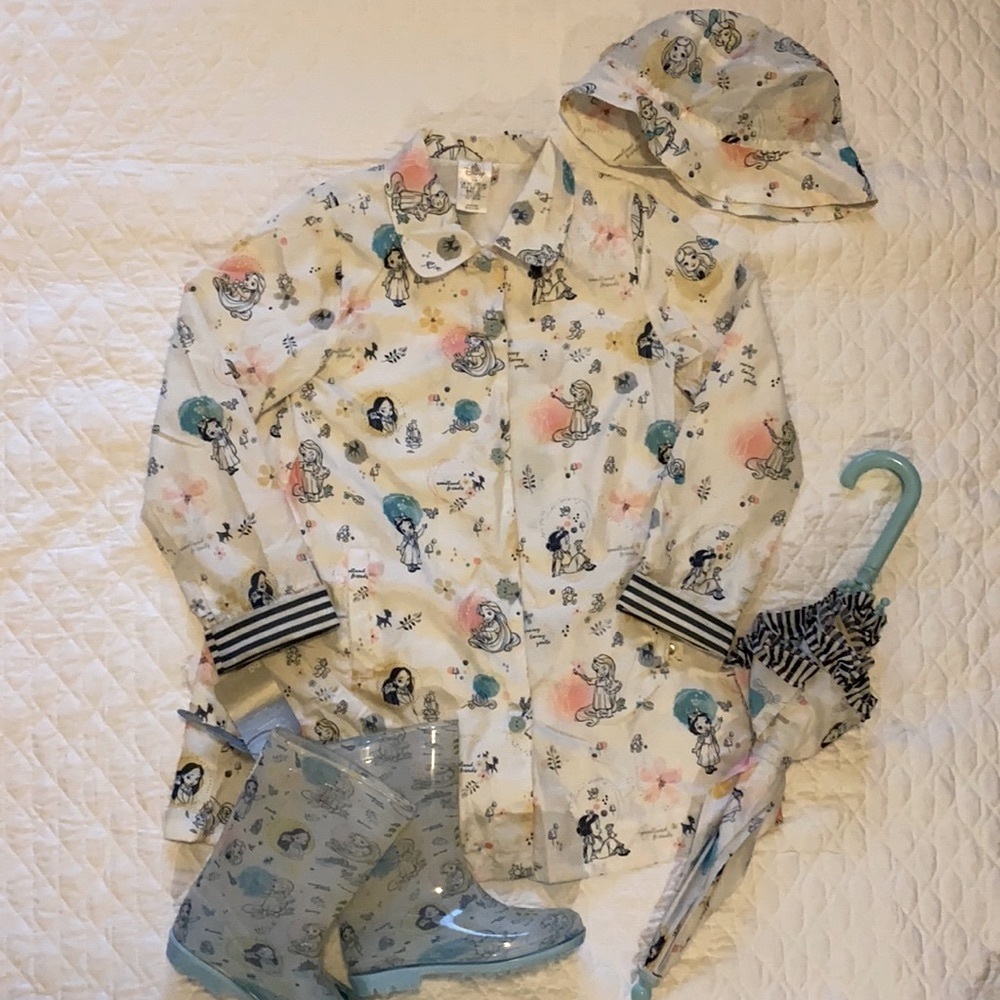 Disney Princess raincoat, boots, hat and umbrella
